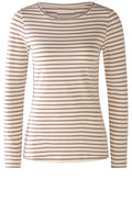 Taupe and Off White Striped Jersey Top