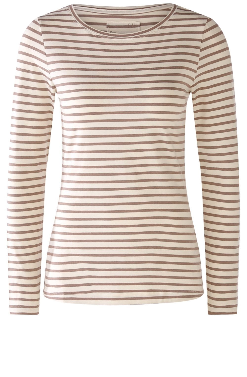 Taupe and Off White Striped Jersey Top