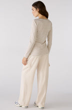 Taupe and Off White Striped Jersey Top