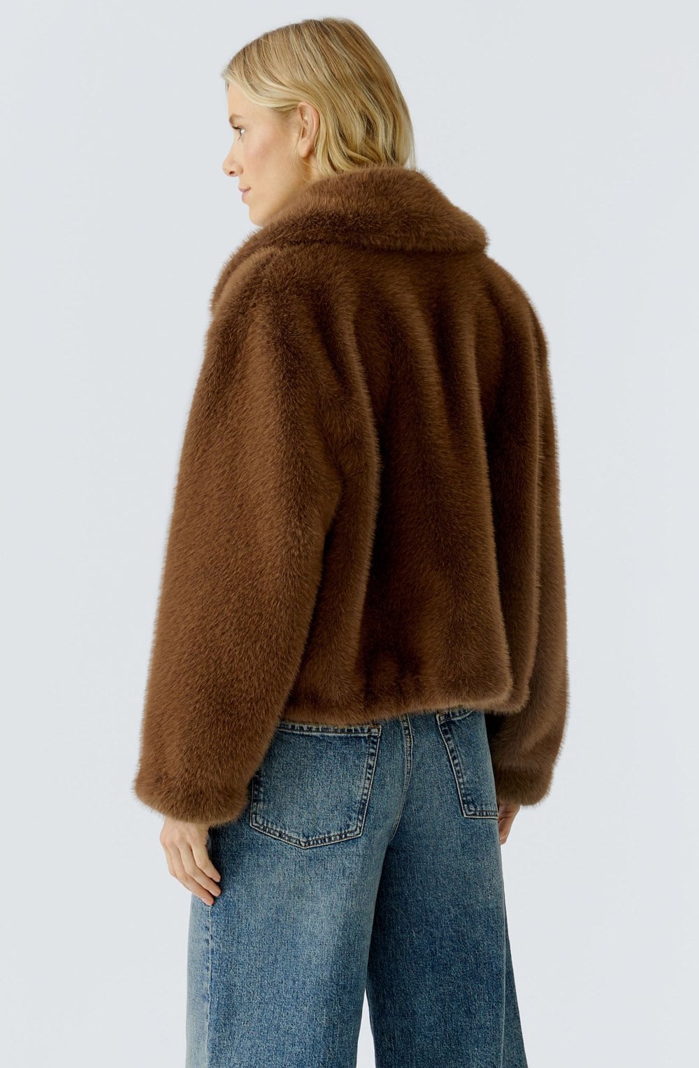 Taupe Faux Fur Collared Jacket