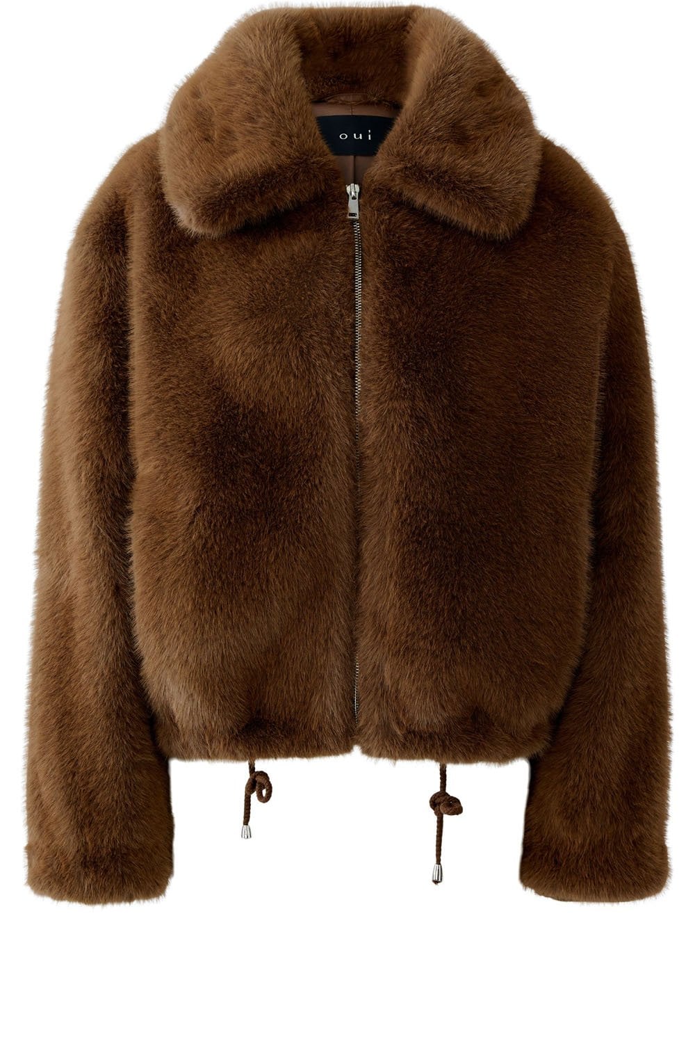 Taupe Faux Fur Collared Jacket