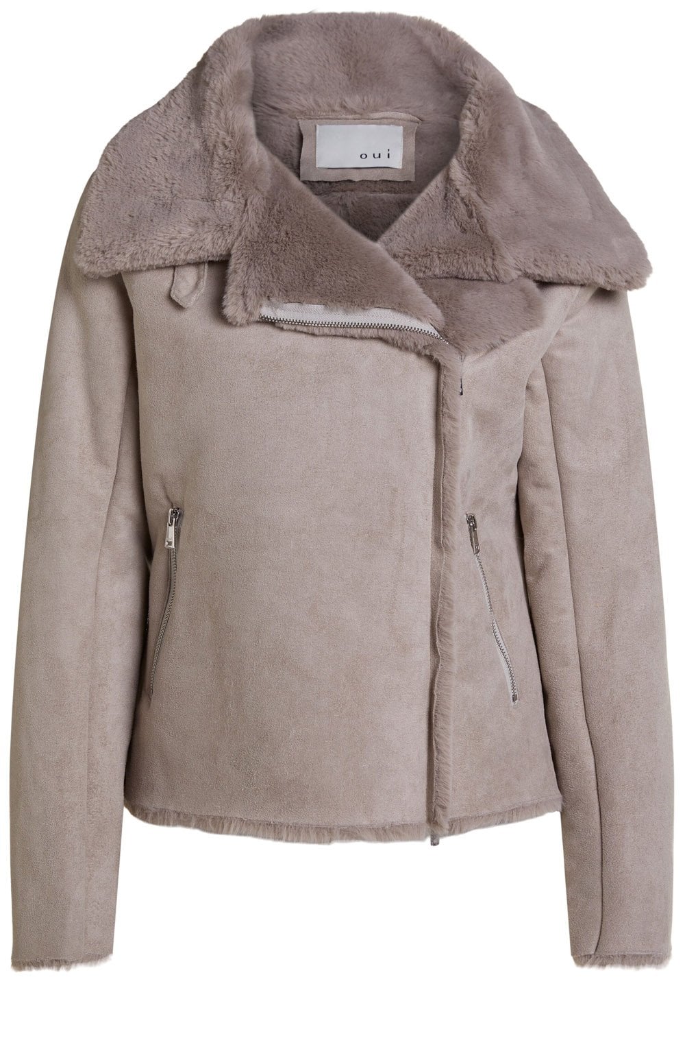 Taupe Faux Fur Jacket