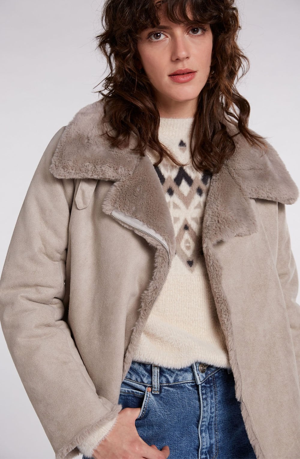 Taupe Faux Fur Jacket
