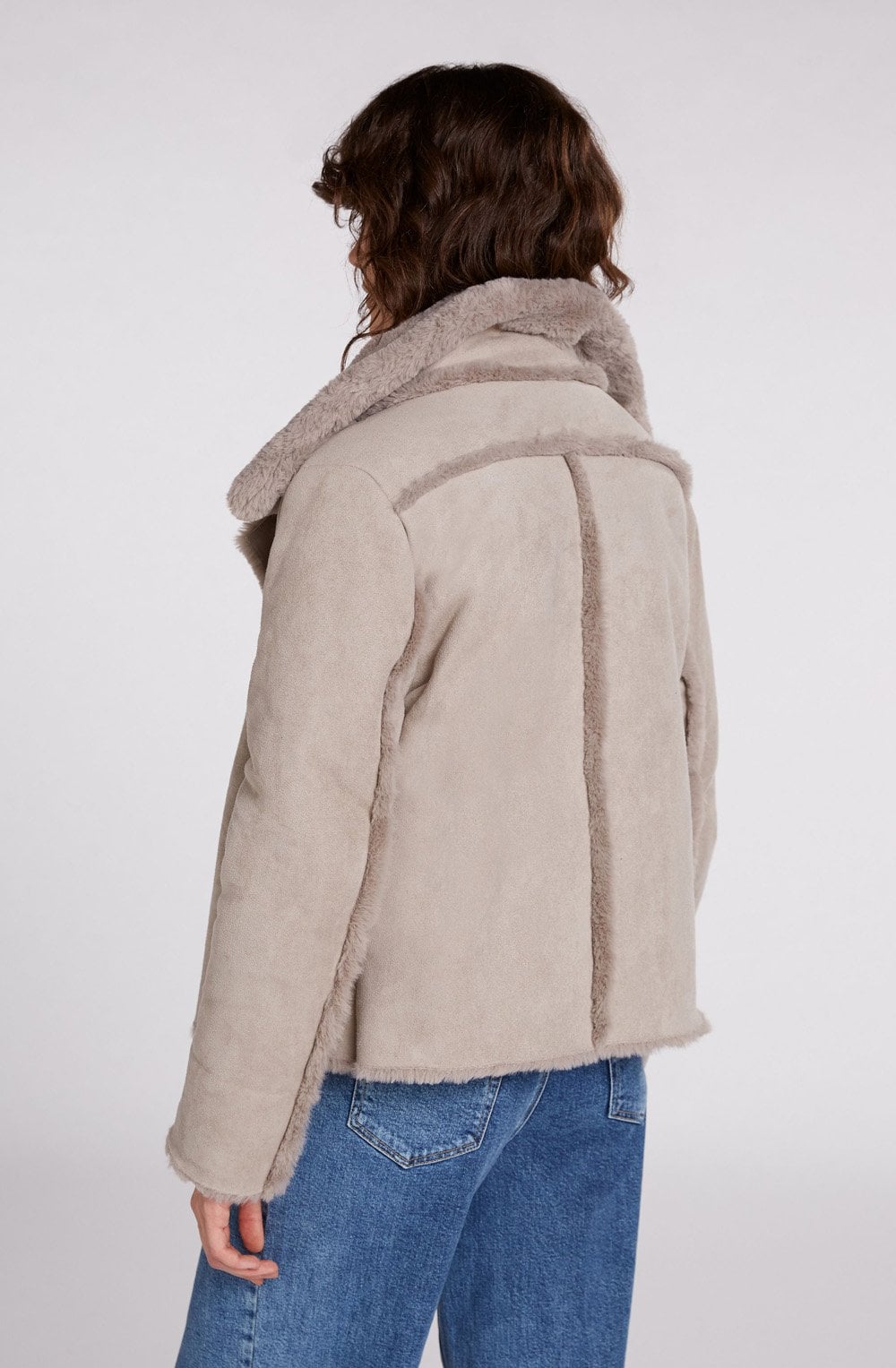 Taupe Faux Fur Jacket