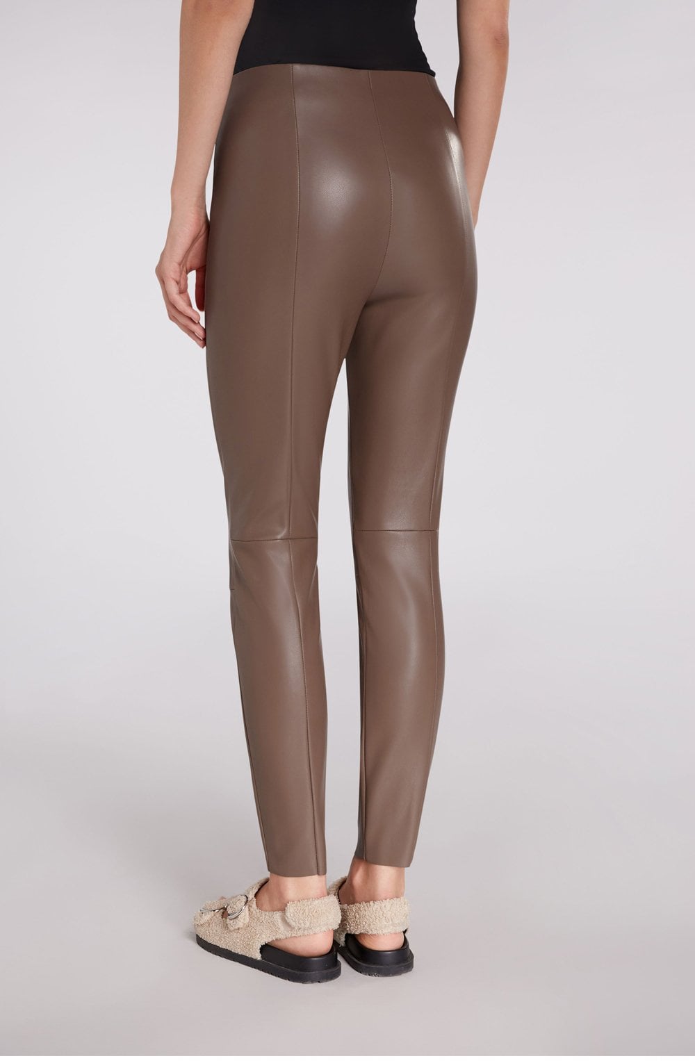 Taupe Faux Leather Trousers