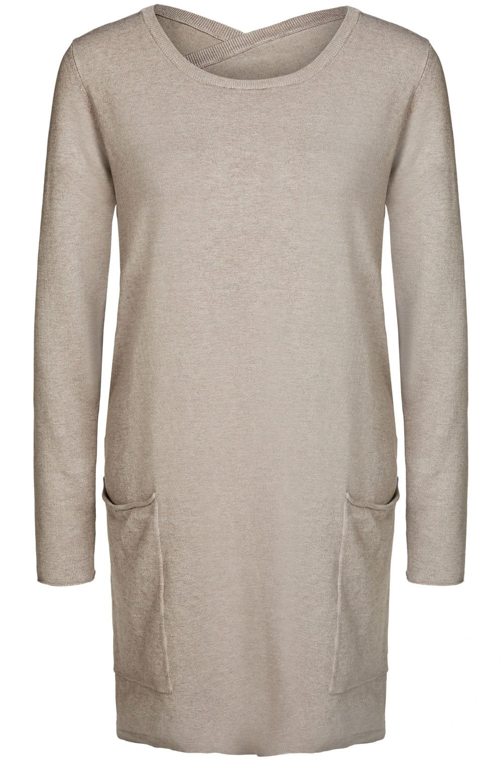 Taupe Knit Chiffon Back Dress