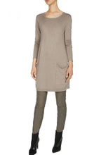 Taupe Knit Chiffon Back Dress