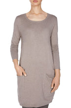 Taupe Knit Chiffon Back Dress