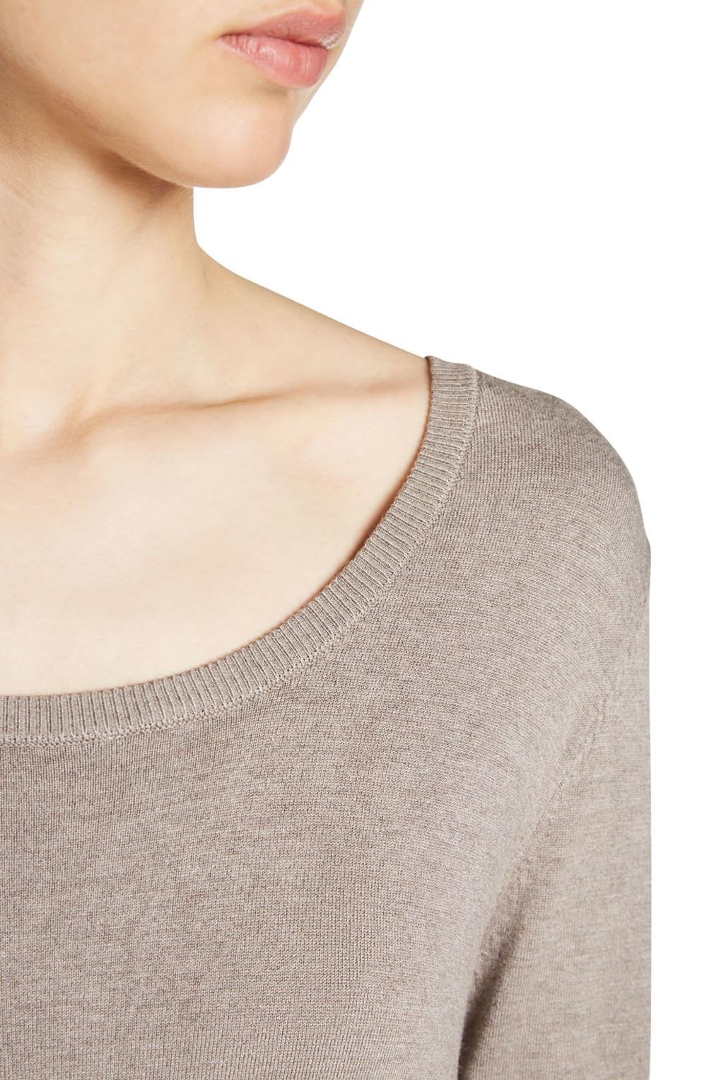 Taupe Knit Chiffon Back Dress