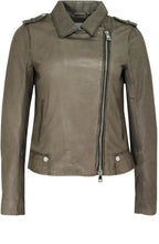 Taupe Leather Biker Jacket