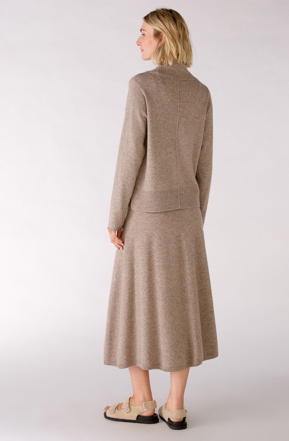Taupe Melange Cowl Neck Jumper
