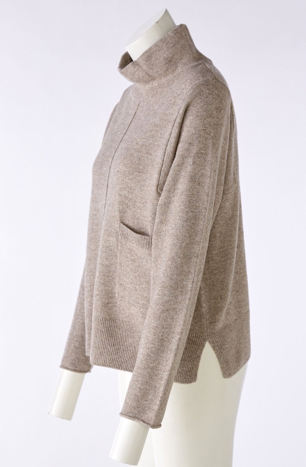 Taupe Melange Cowl Neck Jumper