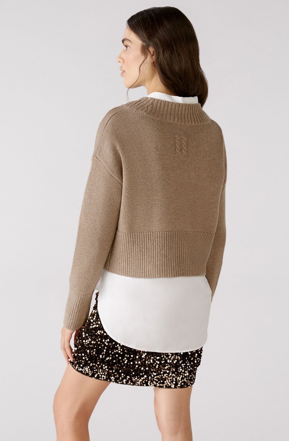 Taupe Melange Cropped Jumper