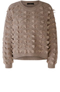 Taupe Melange Fringe Detail Jumper