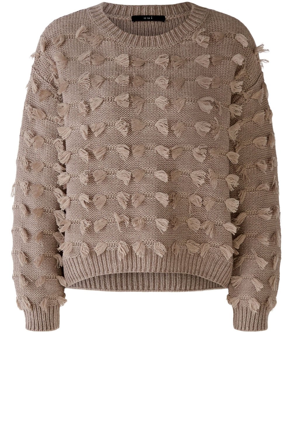 Taupe Melange Fringe Detail Jumper