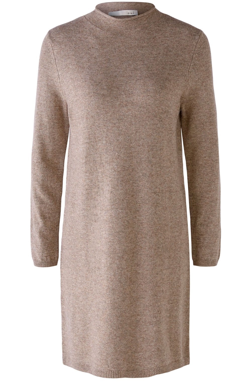 Taupe Melange High Neck Jumper Dress