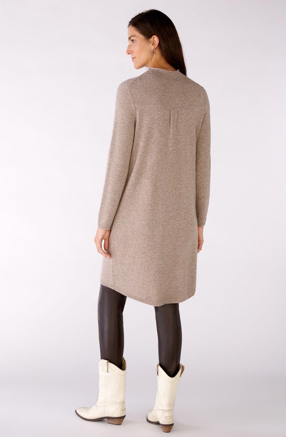 Taupe Melange High Neck Jumper Dress