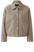 Taupe O Shape Woollen Effect Jacket