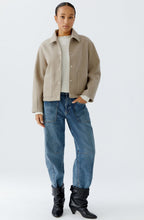 Taupe O Shape Woollen Effect Jacket