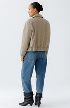 Taupe O Shape Woollen Effect Jacket