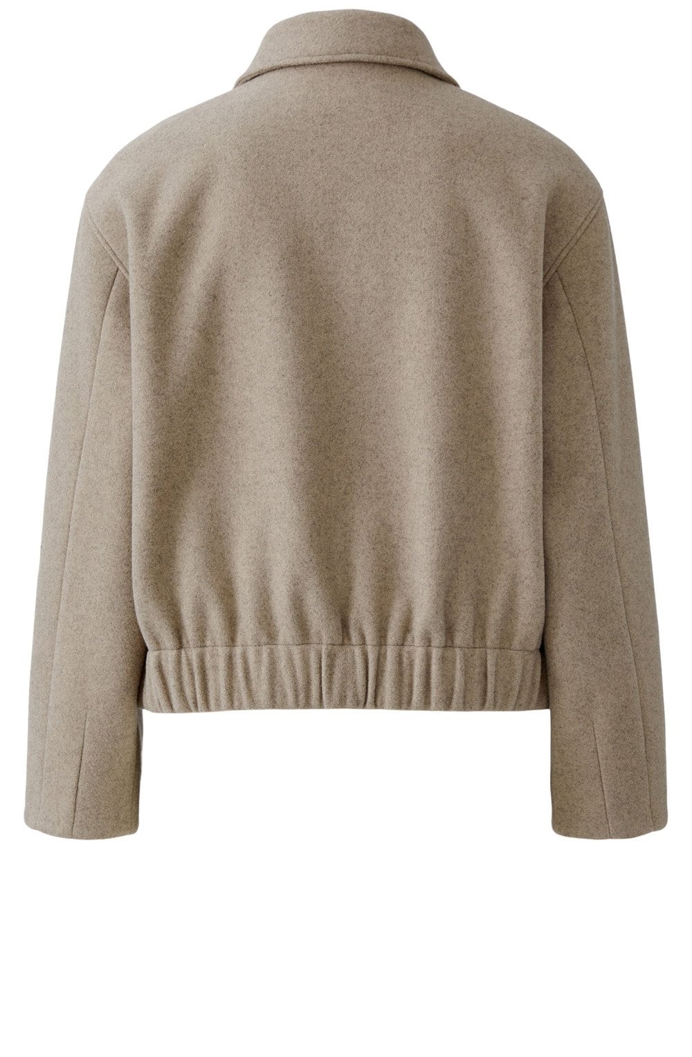 Taupe O Shape Woollen Effect Jacket