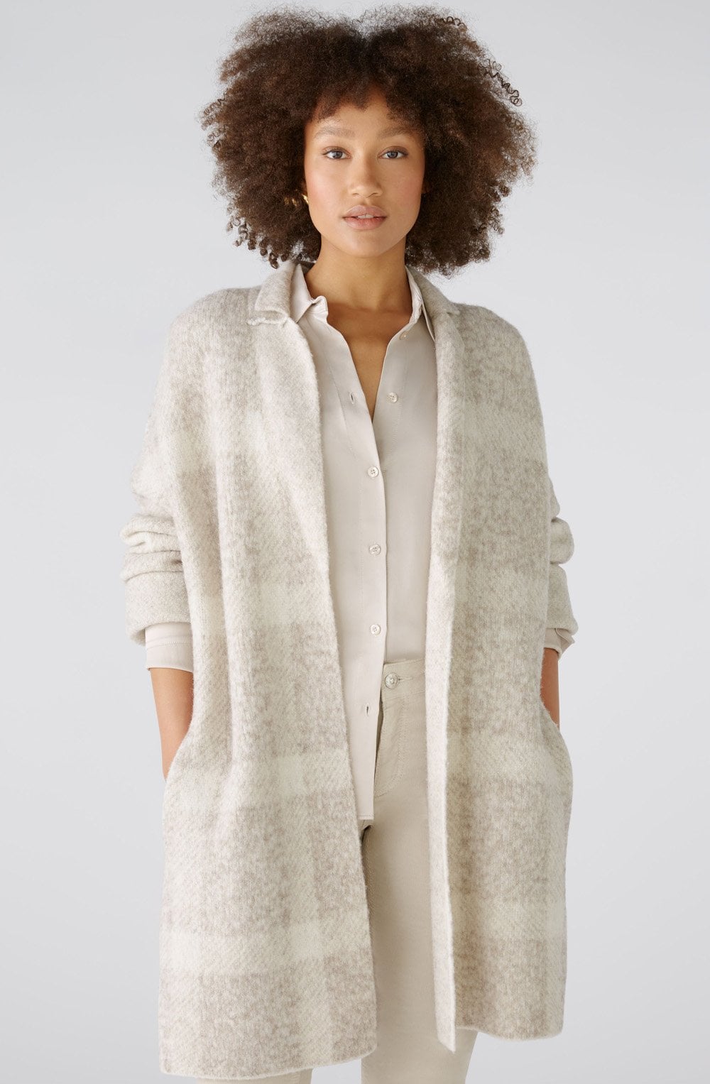 Taupe Oversized Knitted Coat