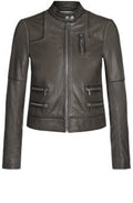 Taupe zip leather Jacket