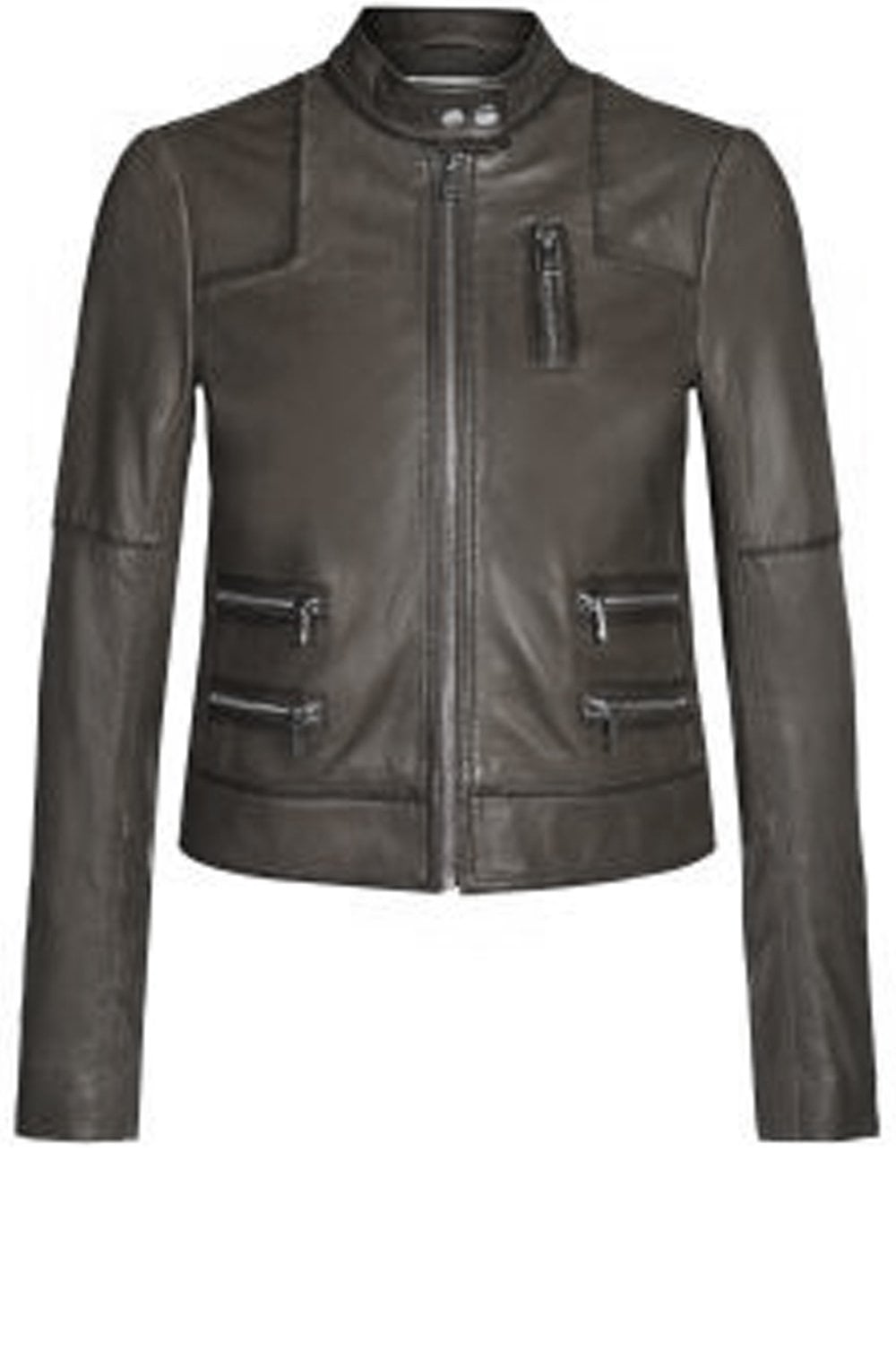 Taupe zip leather Jacket