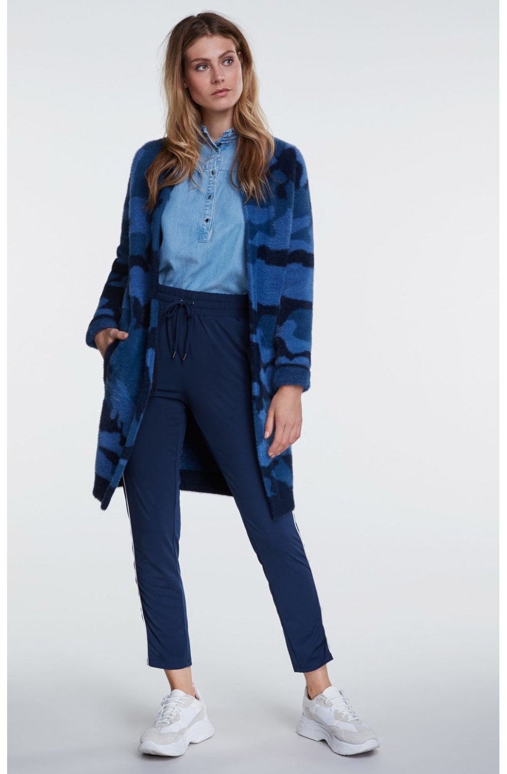 Textured Camouflage Print Cardigan