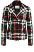 Textured Knit Check Print Jacket