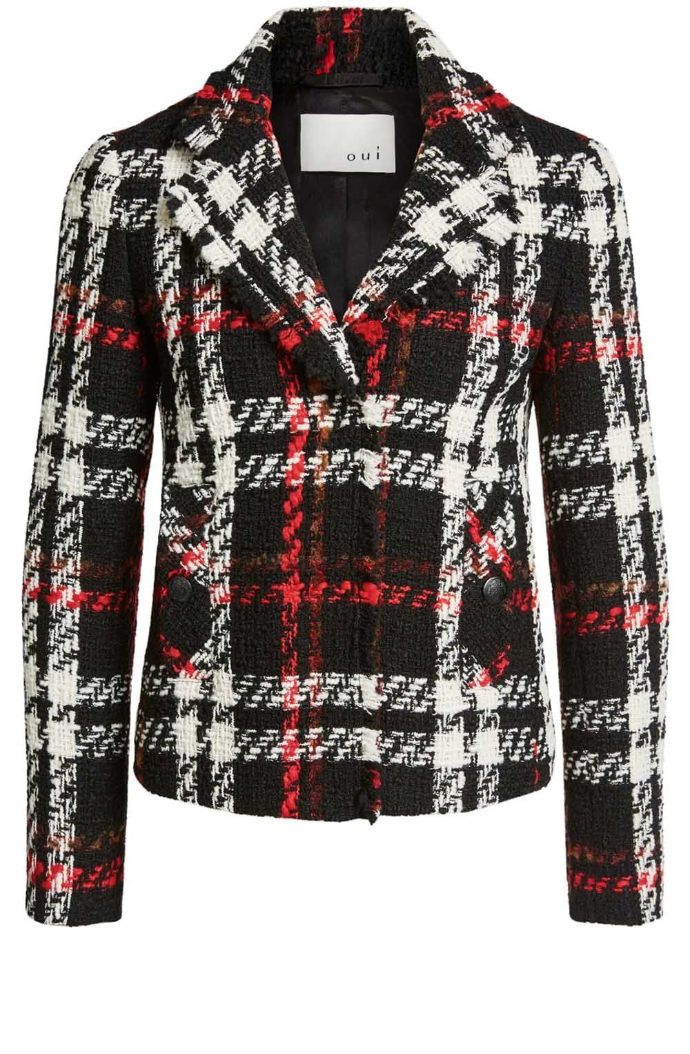 Textured Knit Check Print Jacket