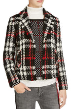 Textured Knit Check Print Jacket