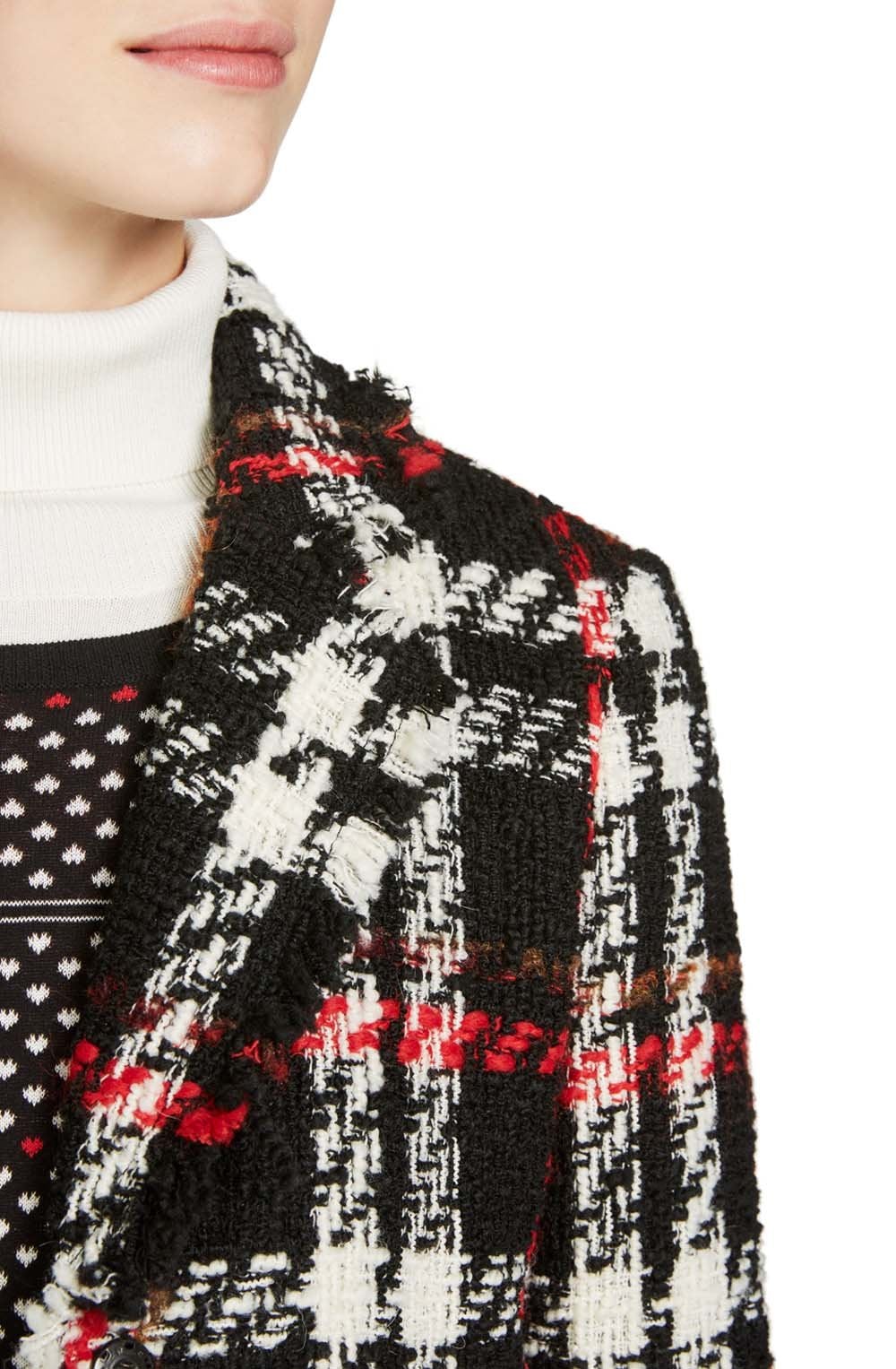 Textured Knit Check Print Jacket