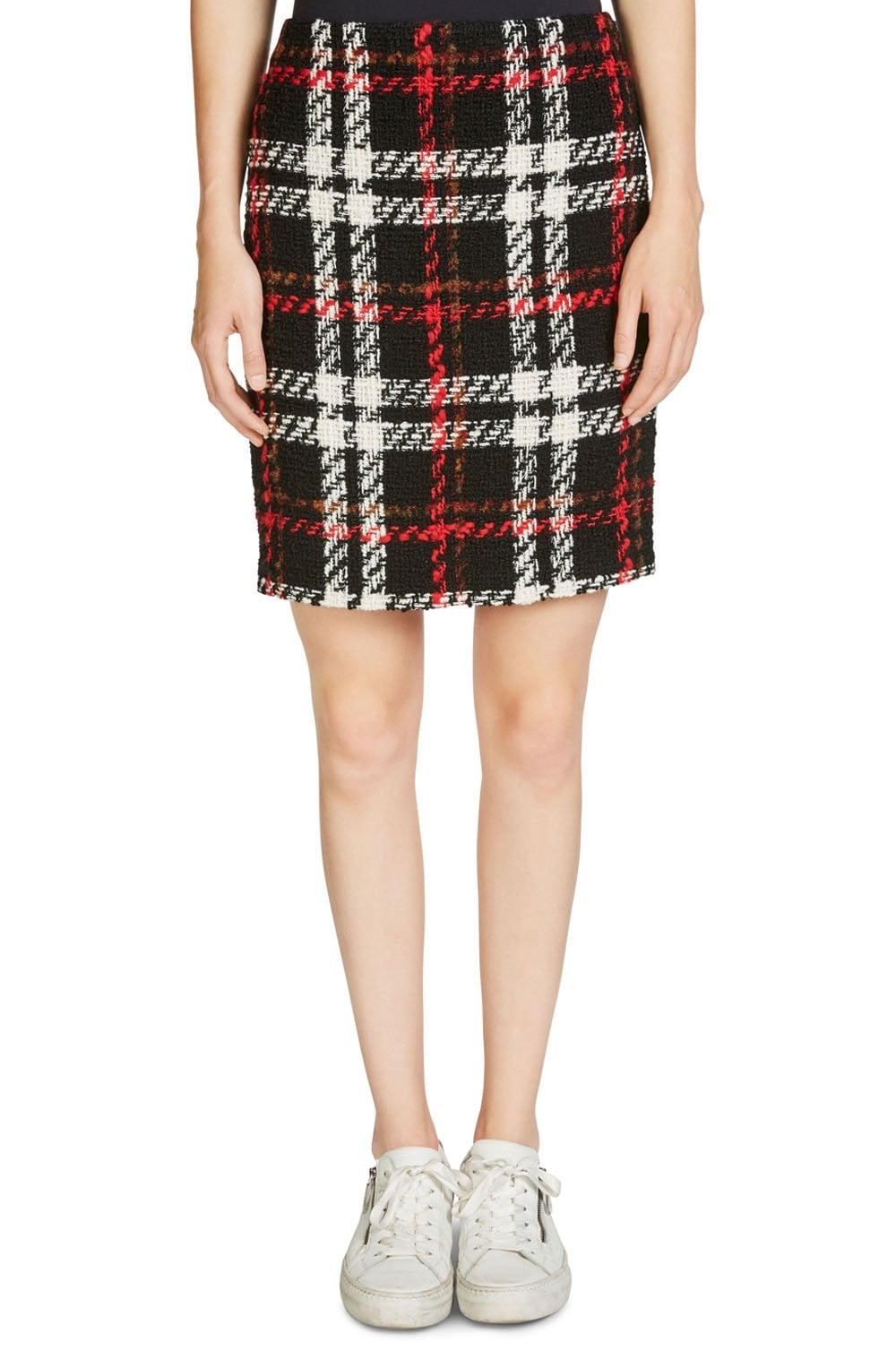 Textured Knit Check Skirt