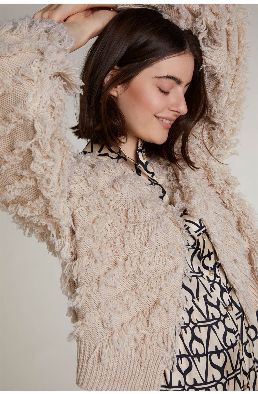 Textured Knit Stone Cardigan