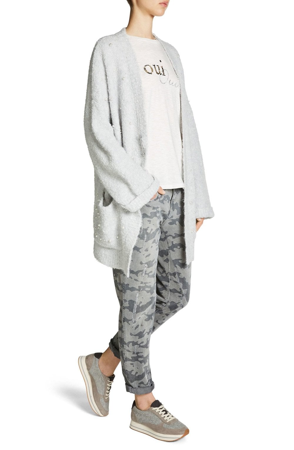 Textured Pearl Detailed Cardigan