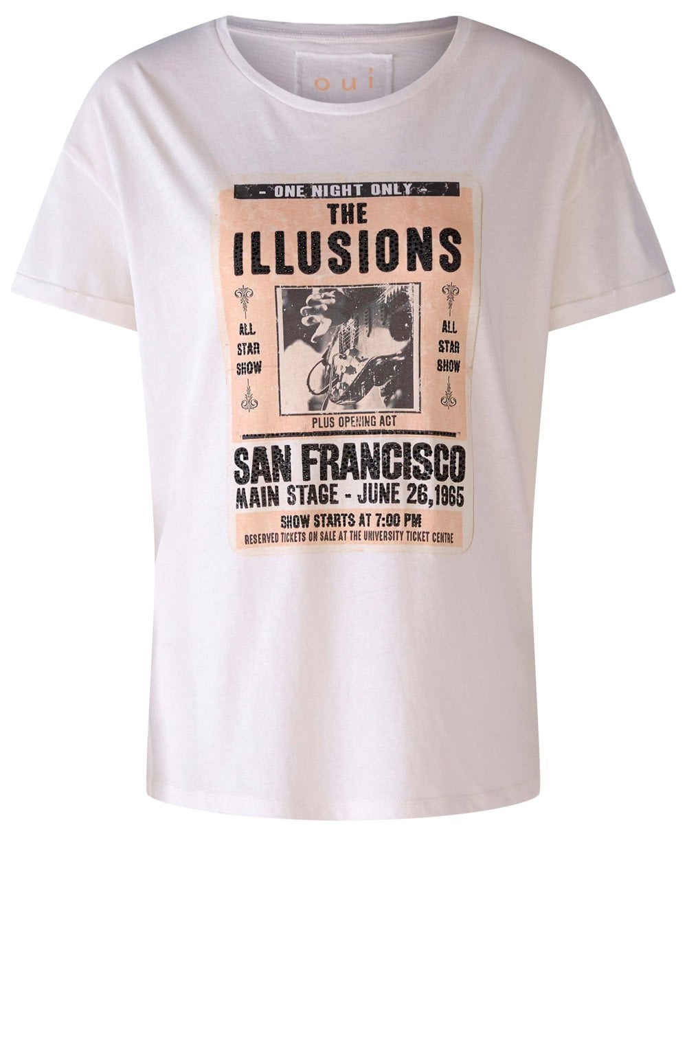 The Illusions Diamante Off White T Shirt