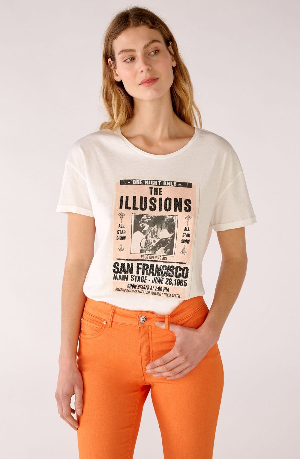 The Illusions Diamante Off White T Shirt