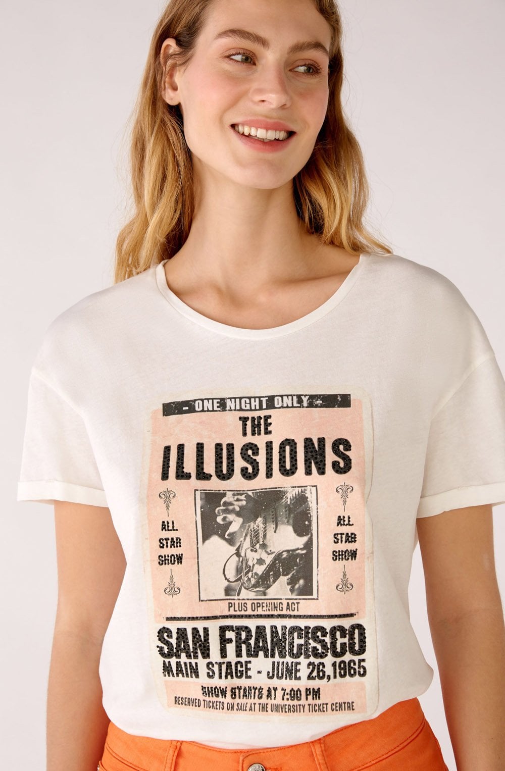 The Illusions Diamante Off White T Shirt