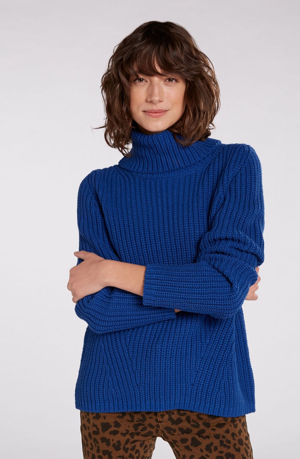 True Blue Chunky Cowl Neck Jumper