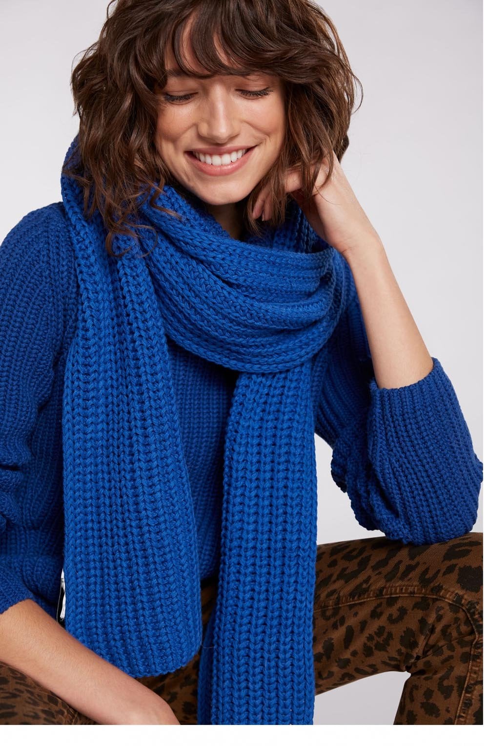 True Blue Chunky Knit Scarf