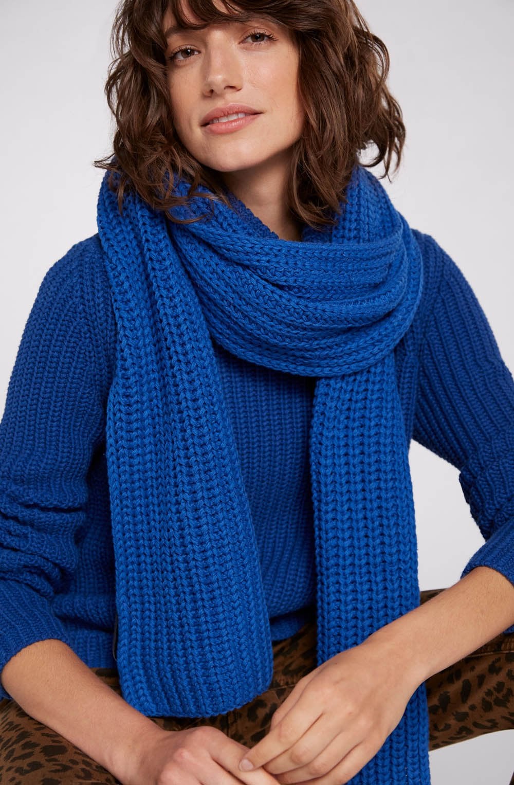 True Blue Chunky Knit Scarf