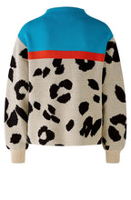 Turquoise and Animal Print Funnel Jumper
