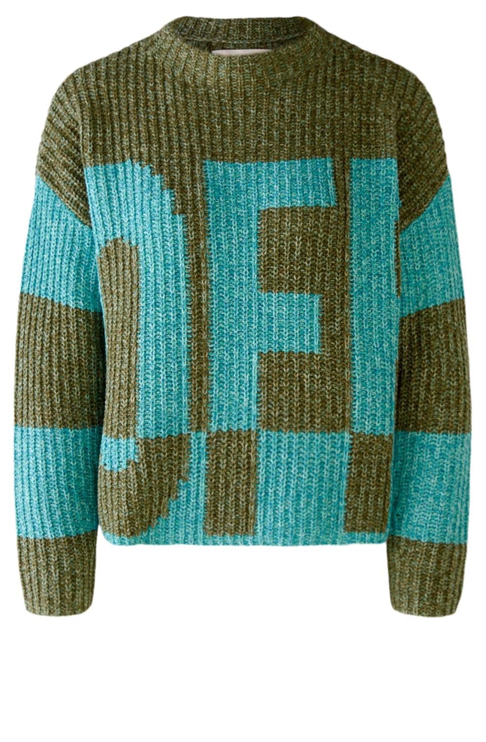 Turquoise and Khaki Off On Jumper