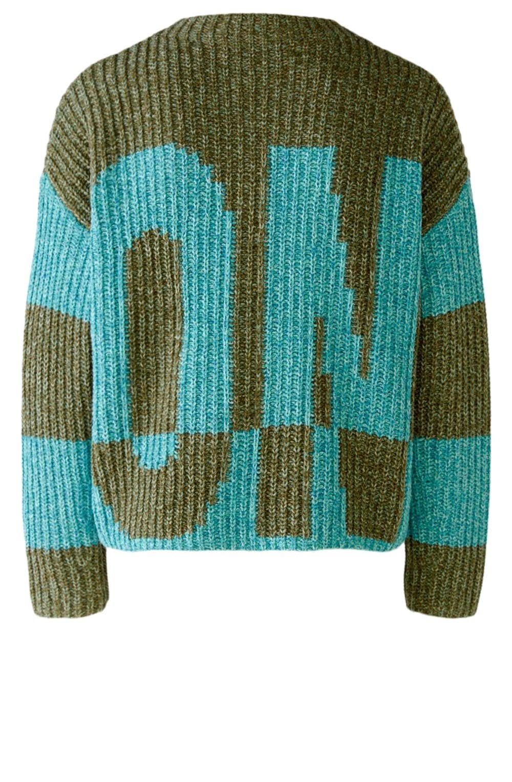 Turquoise and Khaki Off On Jumper