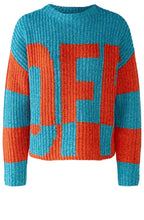 Turquoise and Orange On Off Jumper