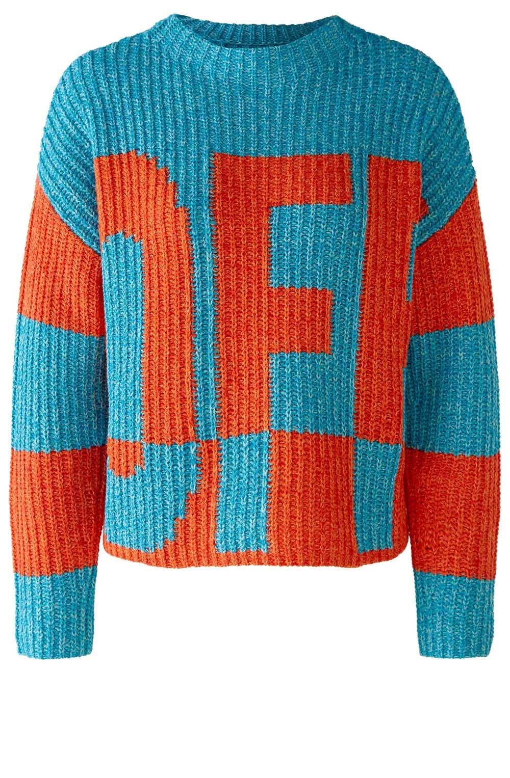 Turquoise and Orange On Off Jumper