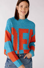 Turquoise and Orange On Off Jumper
