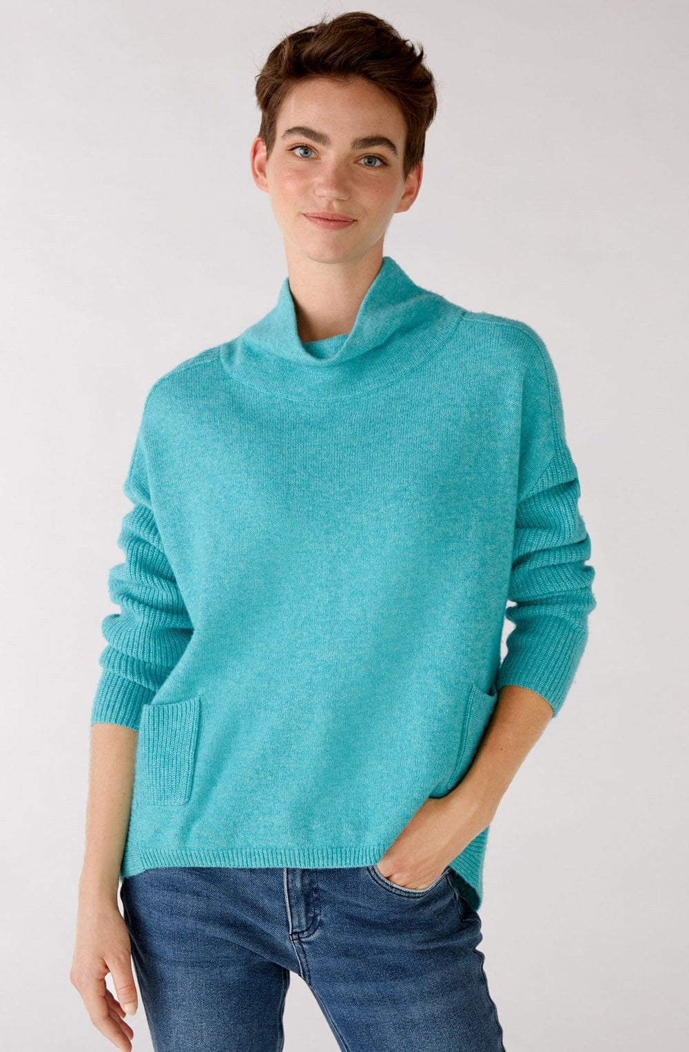 Turquoise Cowl Neck Jumper