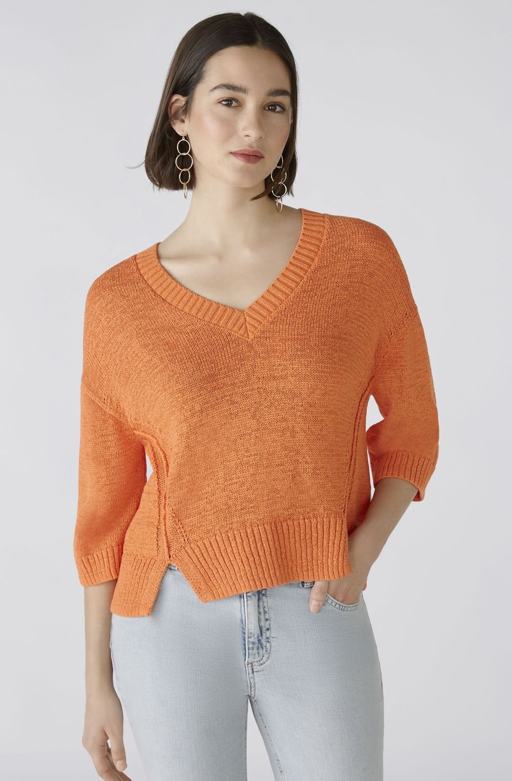 Vermillion Orange Ribbon Knitted Top